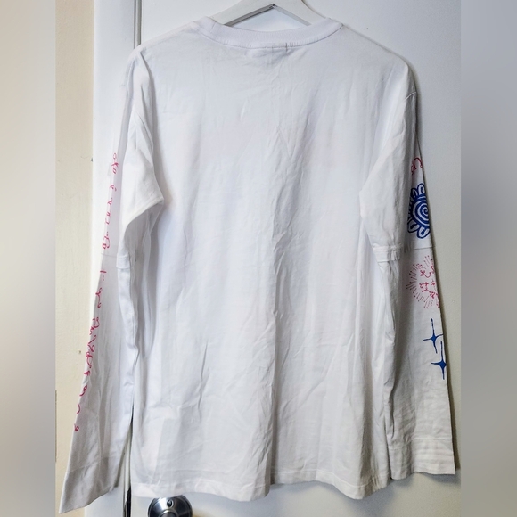 Ganni White Long Sleeve Tee with Pink and Blue Graphics - Picture 12 of 16